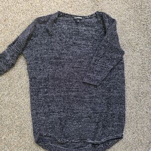 Express Marled V-Neck Knit Sweater in Charcoal